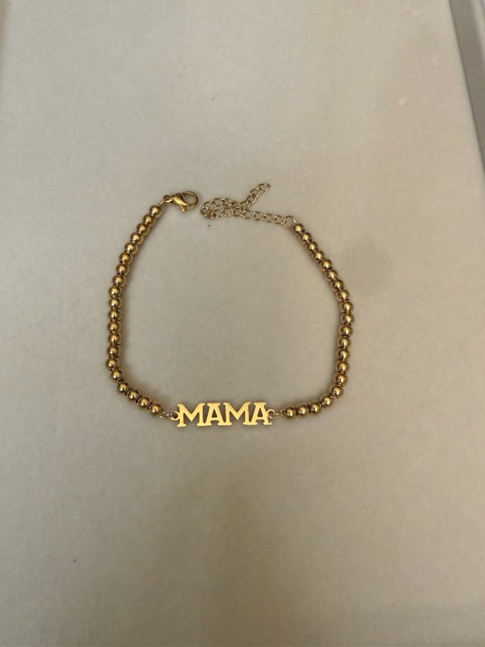 18K Gold PVD Stainless Steel Mama Beaded Bracelet